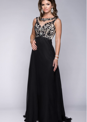 Flowy Chiffon Lace Embellished Stunning Beaded Prom Dress